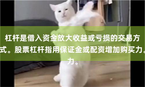 杠杆是借入资金放大收益或亏损的交易方式。股票杠杆指用保证金或配资增加购买力。